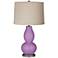 Color Plus Double Gourd 29 1/2" Linen Shade African Violet Table Lamp