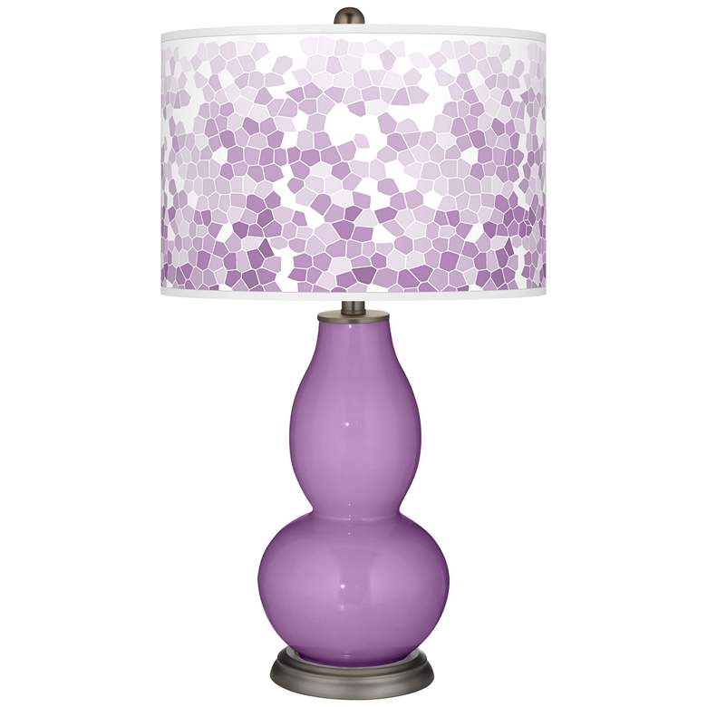 Image 1 Color Plus Double Gourd 29 1/2" Mosaic African Violet Purple Lamp
