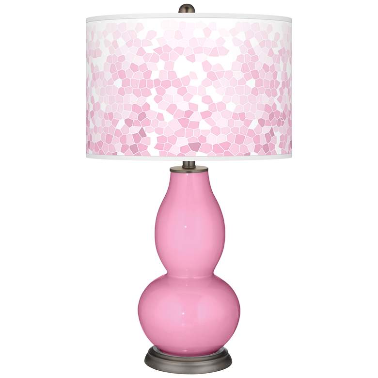 Image 1 Color Plus Double Gourd 29 1/2" Mosaic and Candy Pink Table Lamp