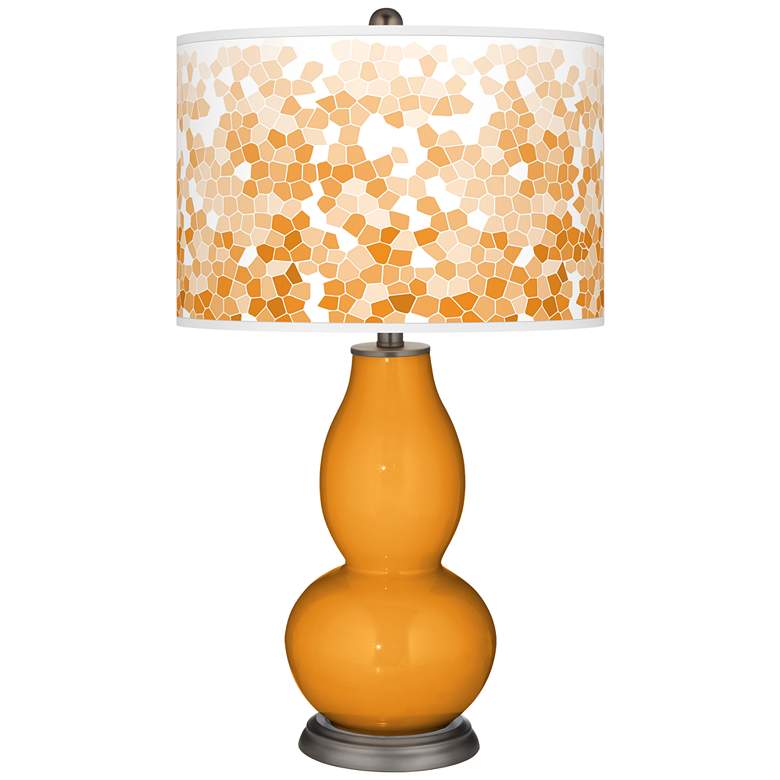 Image 1 Color Plus Double Gourd 29 1/2" Mosaic Shade Carnival Orange Lamp