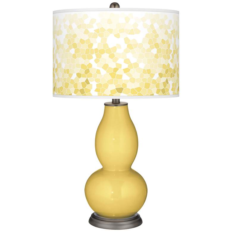 Image 1 Color Plus Double Gourd 29 1/2" Mosaic Shade Daffodil Yellow Lamp