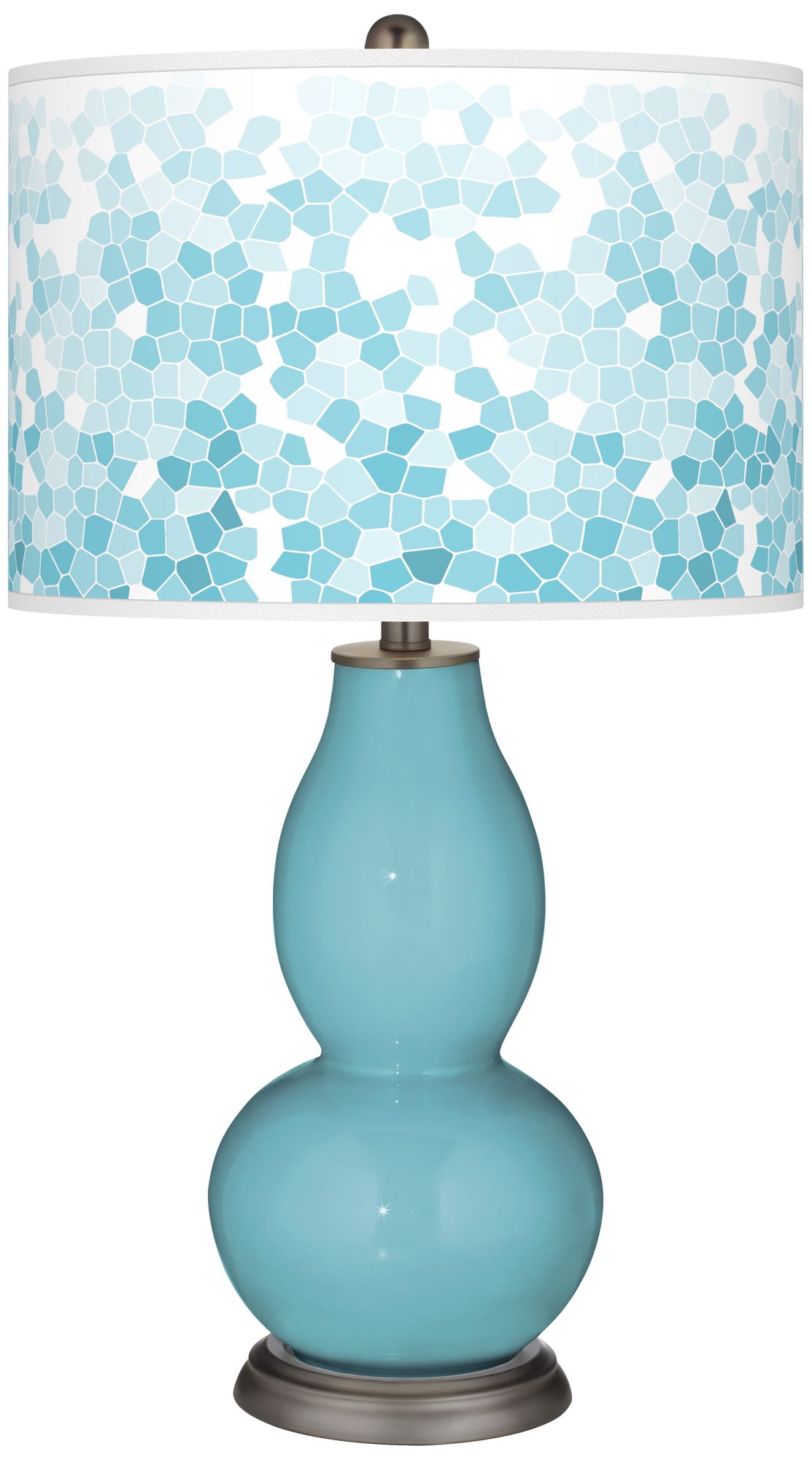 Image Color Plus Double Gourd 29 1/2" Mosaic Shade Nautilus Blue Table Lamp
