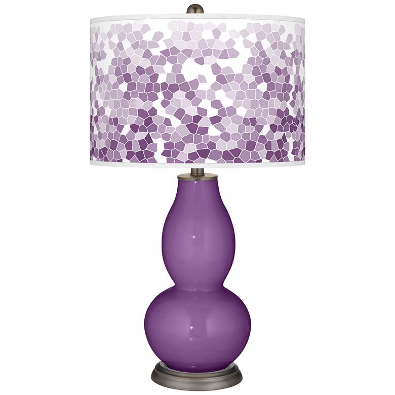 Image 1 Color Plus Double Gourd 29 1/2" Mosaic Shade Passionate Purple Lamp