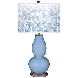 Image1 of Color Plus Double Gourd 29 1/2" Mosaic Shade Placid Blue Table Lamp