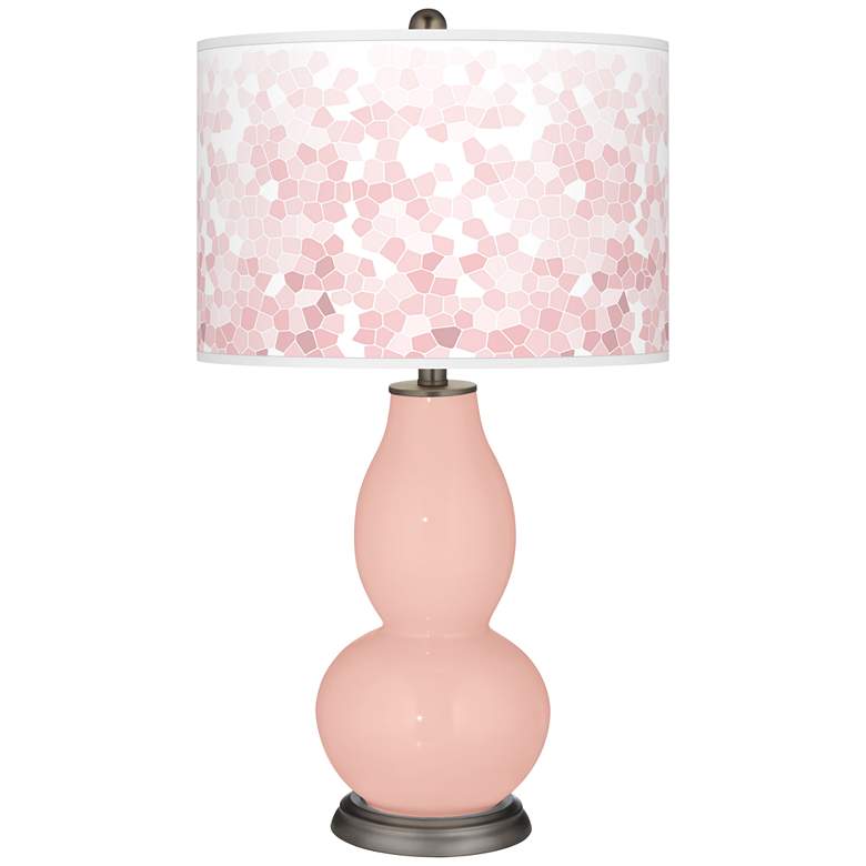 Image 1 Color Plus Double Gourd 29 1/2" Mosaic Shade Rose Pink Table Lamp
