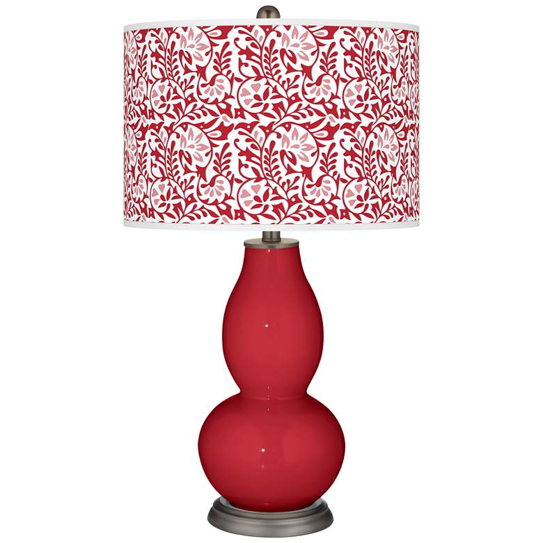 Image 1 Color Plus Double Gourd 29 1/2" Ribbon Red Gardenia Table Lamp