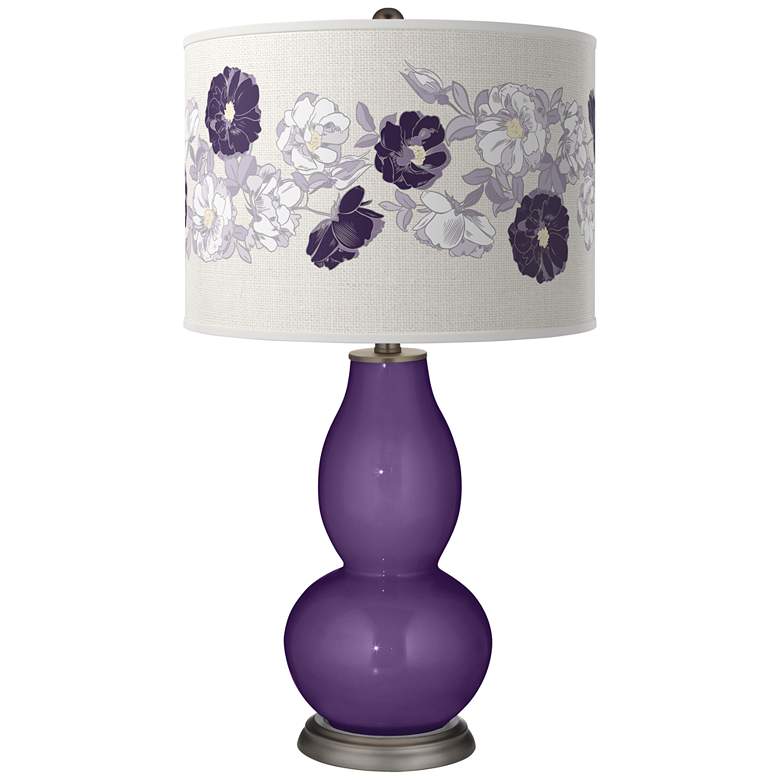 Image 1 Color Plus Double Gourd 29 1/2" Rose Bouquet Acai Purple Table Lamp