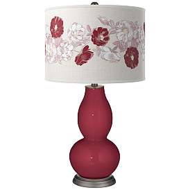 Image1 of Color Plus Double Gourd 29 1/2" Rose Bouquet Antique Red Table Lamp