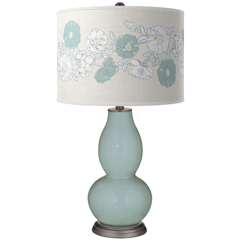 Image 1 Color Plus Double Gourd 29 1/2 inch Rose Bouquet Aqua-Sphere Blue Lamp