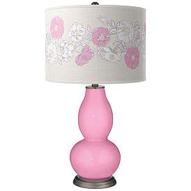 Image1 of Color Plus Double Gourd 29 1/2" Rose Bouquet Candy Pink Table Lamp