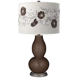 Image1 of Color Plus Double Gourd 29 1/2" Rose Bouquet Carafe Brown Table Lamp