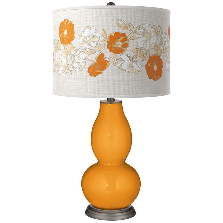 Image 1 Color Plus Double Gourd 29 1/2 inch Rose Bouquet Carnival Orange Lamp