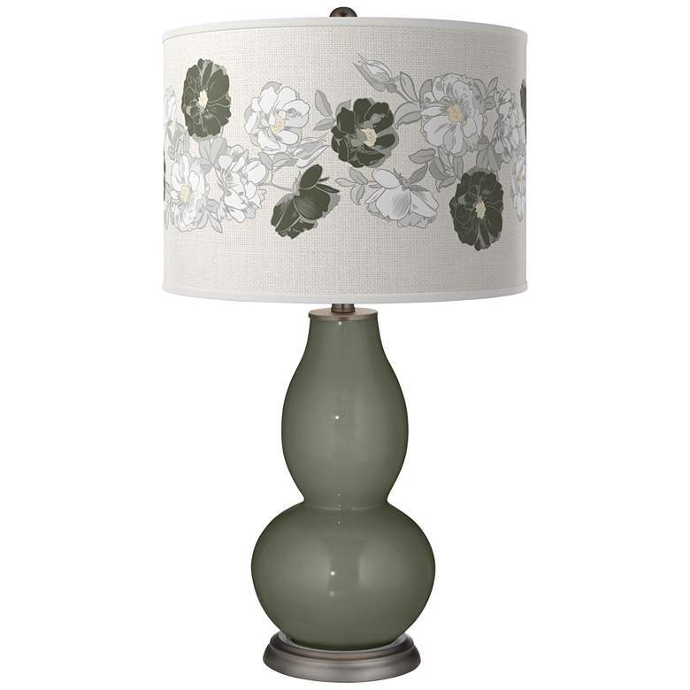 Image 1 Color Plus Double Gourd 29 1/2" Rose Bouquet Deep Lichen Green Lamp