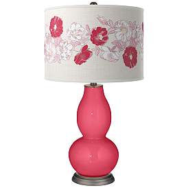 Image1 of Color Plus Double Gourd 29 1/2" Rose Bouquet Eros Pink Table Lamp