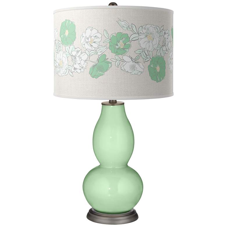 Image 1 Color Plus Double Gourd 29 1/2" Rose Bouquet Flower Stem Green Lamp