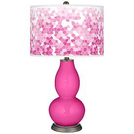 Image1 of Color Plus Double Gourd 29 1/2" Rose Bouquet Fuchsia Pink Table Lamp