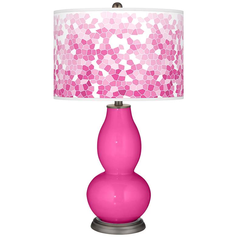 Image 1 Color Plus Double Gourd 29 1/2" Rose Bouquet Fuchsia Pink Table Lamp