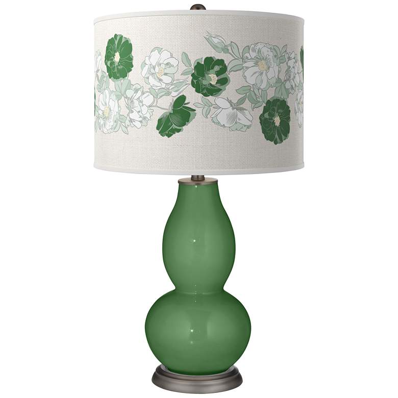 Image 1 Color Plus Double Gourd 29 1/2 inch Rose Bouquet Garden Grove Green Lamp