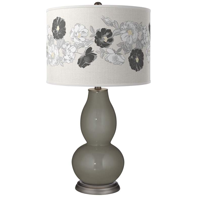 Image 1 Color Plus Double Gourd 29 1/2" Rose Bouquet Gauntlet Gray Table Lamp