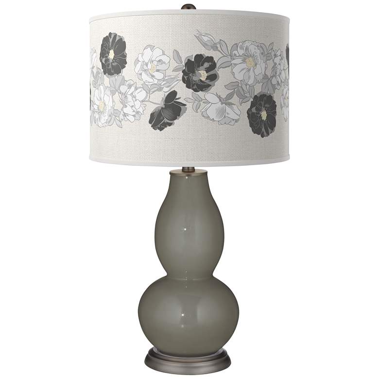 Image 1 Color Plus Double Gourd 29 1/2 inch Rose Bouquet Gauntlet Gray Table Lamp