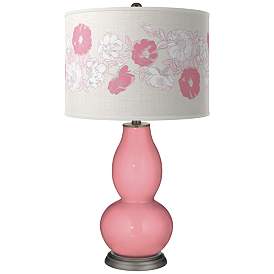 Image1 of Color Plus Double Gourd 29 1/2" Rose Bouquet Haute Pink Table Lamp