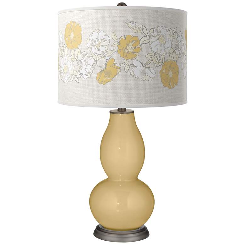 Image 1 Color Plus Double Gourd 29 1/2 inch Rose Bouquet Humble Gold Lamp