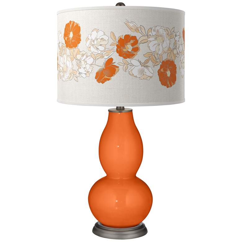 Image 1 Color Plus Double Gourd 29 1/2" Rose Bouquet Invigorate Orange Lamp