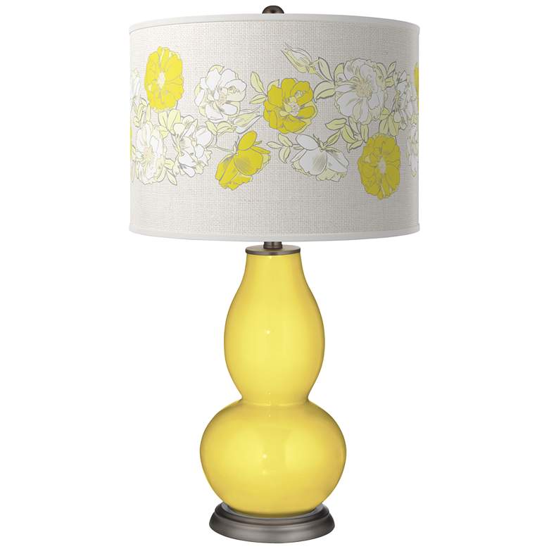 Image 1 Color Plus Double Gourd 29 1/2 inch Rose Bouquet Lemon Twist Yellow Lamp