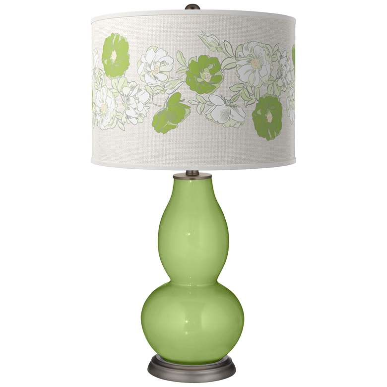 Image 1 Color Plus Double Gourd 29 1/2" Rose Bouquet Lime Rickey Green Lamp