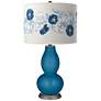 Color Plus Double Gourd 29 1/2" Rose Bouquet Mykonos Blue Table Lamp