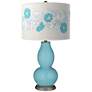 Color Plus Double Gourd 29 1/2" Rose Bouquet Nautilus Blue Table Lamp