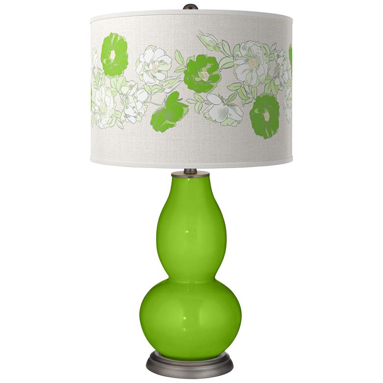 Image 1 Color Plus Double Gourd 29 1/2" Rose Bouquet Neon Green Table Lamp