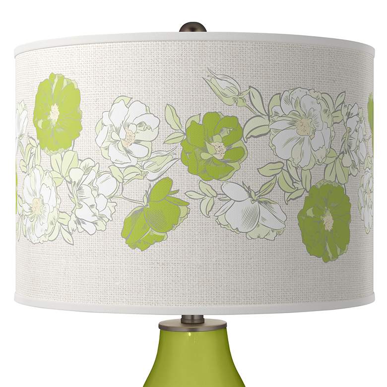 Image 2 Color Plus Double Gourd 29 1/2 inch Rose Bouquet Parakeet Green Table Lamp more views