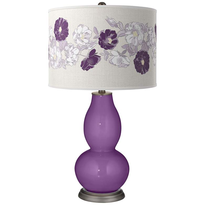 Image 1 Color Plus Double Gourd 29 1/2" Rose Bouquet Passionate Purple Lamp
