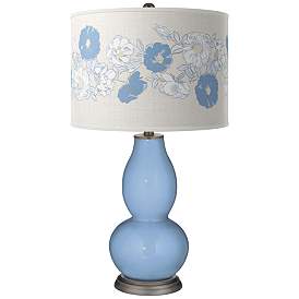 Image1 of Color Plus Double Gourd 29 1/2" Rose Bouquet Placid Blue Table Lamp