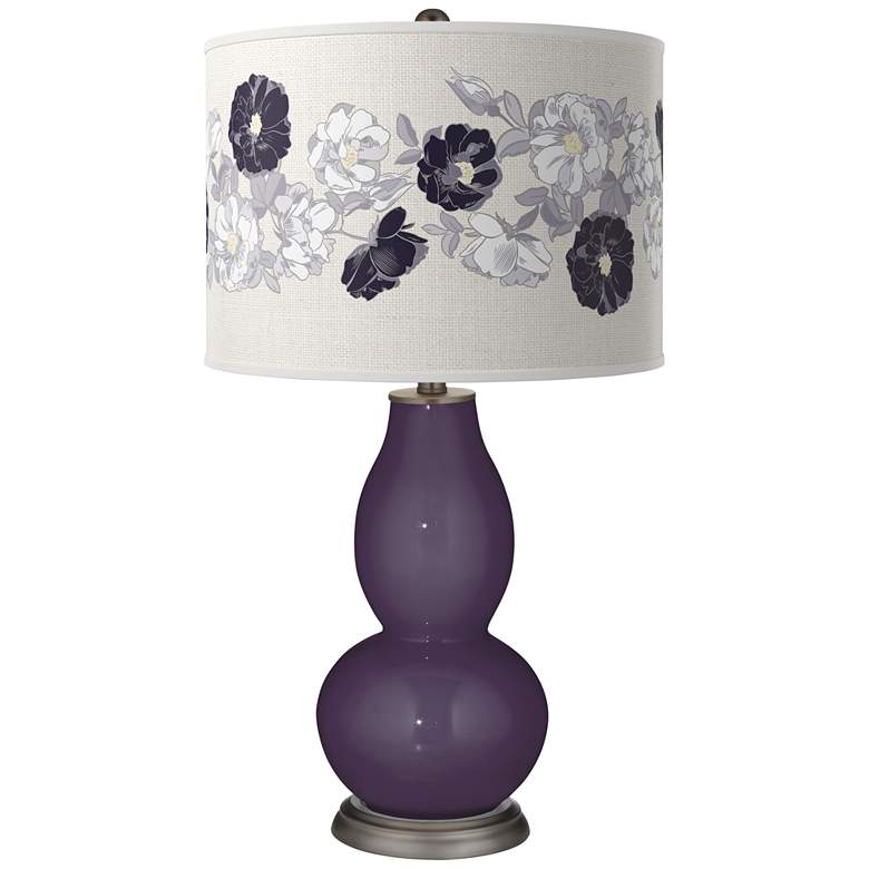 Image 1 Color Plus Double Gourd 29 1/2" Rose Bouquet Quixotic Plum Table Lamp