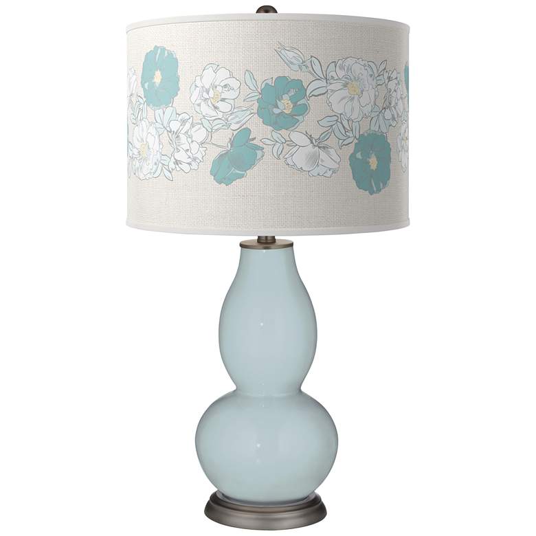 Image 1 Color Plus Double Gourd 29 1/2" Rose Bouquet Rain Blue Table Lamp
