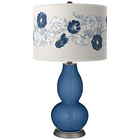 Image1 of Color Plus Double Gourd 29 1/2" Rose Bouquet Regatta Blue Table Lamp