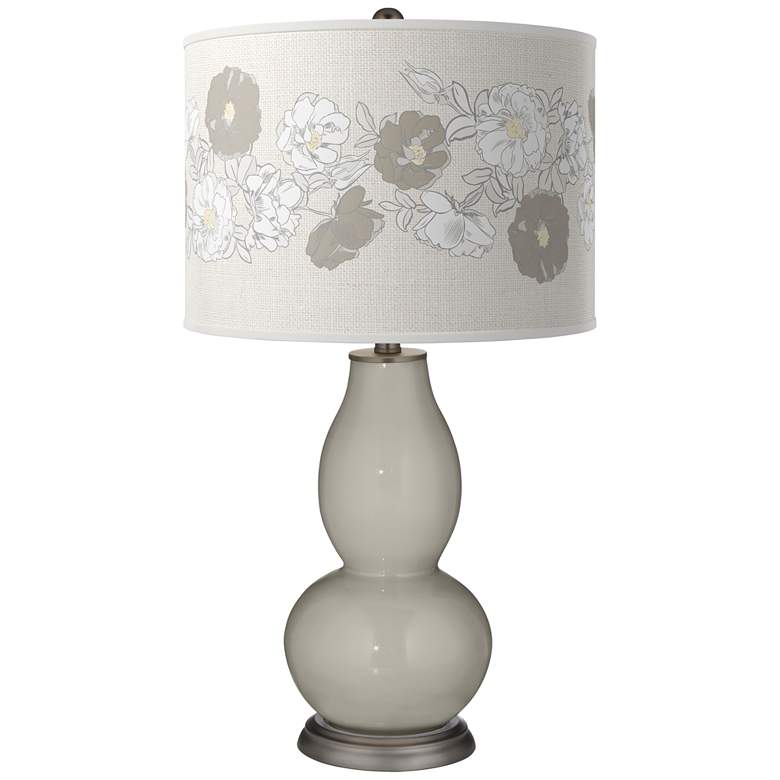 Image 1 Color Plus Double Gourd 29 1/2" Rose Bouquet Requisite Gray Table Lamp