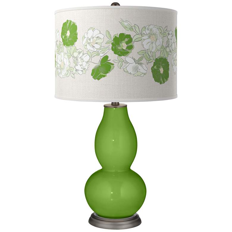 Image 1 Color Plus Double Gourd 29 1/2" Rose Bouquet Rosemary Green Table Lamp