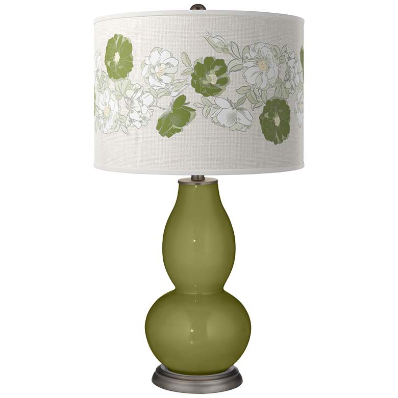 Image 1 Color Plus Double Gourd 29 1/2 inch Rose Bouquet Rural Green Table Lamp