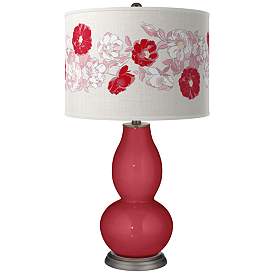 Image1 of Color Plus Double Gourd 29 1/2" Rose Bouquet Samba Red Table Lamp