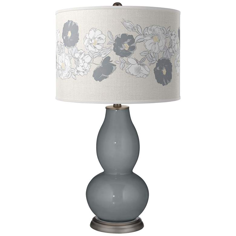 Image 1 Color Plus Double Gourd 29 1/2 inch Rose Bouquet Software Gray Table Lamp