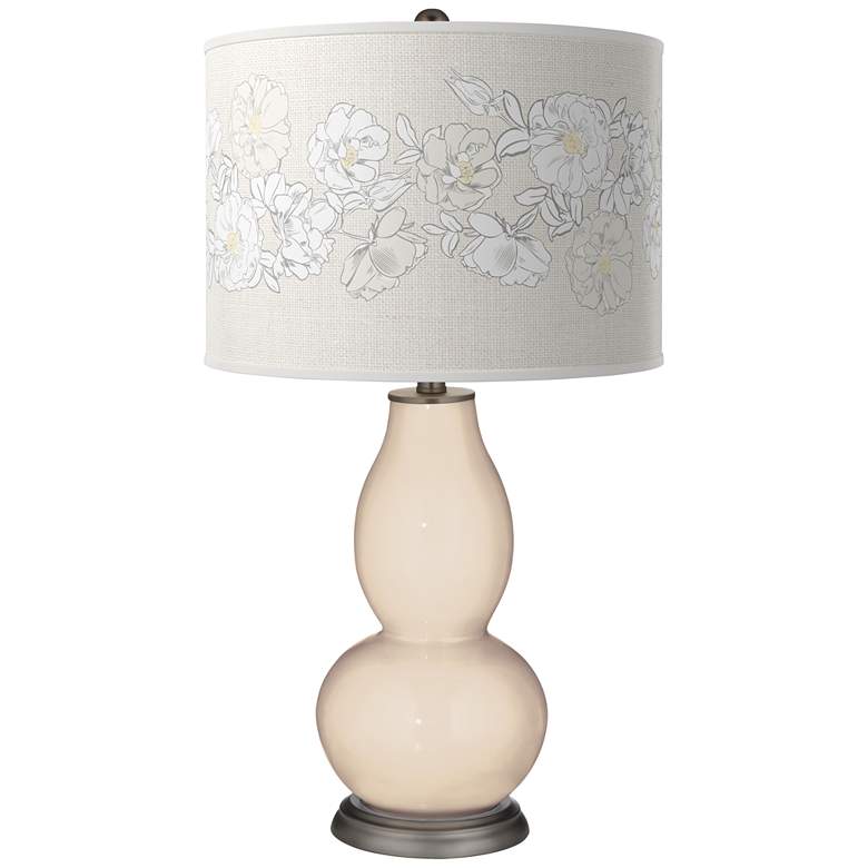 Image 1 Color Plus Double Gourd 29 1/2" Rose Bouquet Steamed Milk White Lamp