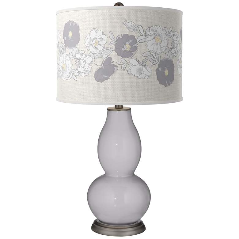 Image 1 Color Plus Double Gourd 29 1/2" Rose Bouquet Swanky Gray Table Lamp