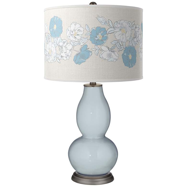 Image 1 Color Plus Double Gourd 29 1/2 inch Rose Bouquet Take Five Blue Table Lamp