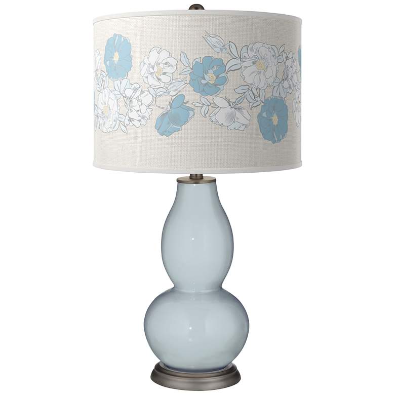 Image 1 Color Plus Double Gourd 29 1/2" Rose Bouquet Take Five Blue Table Lamp