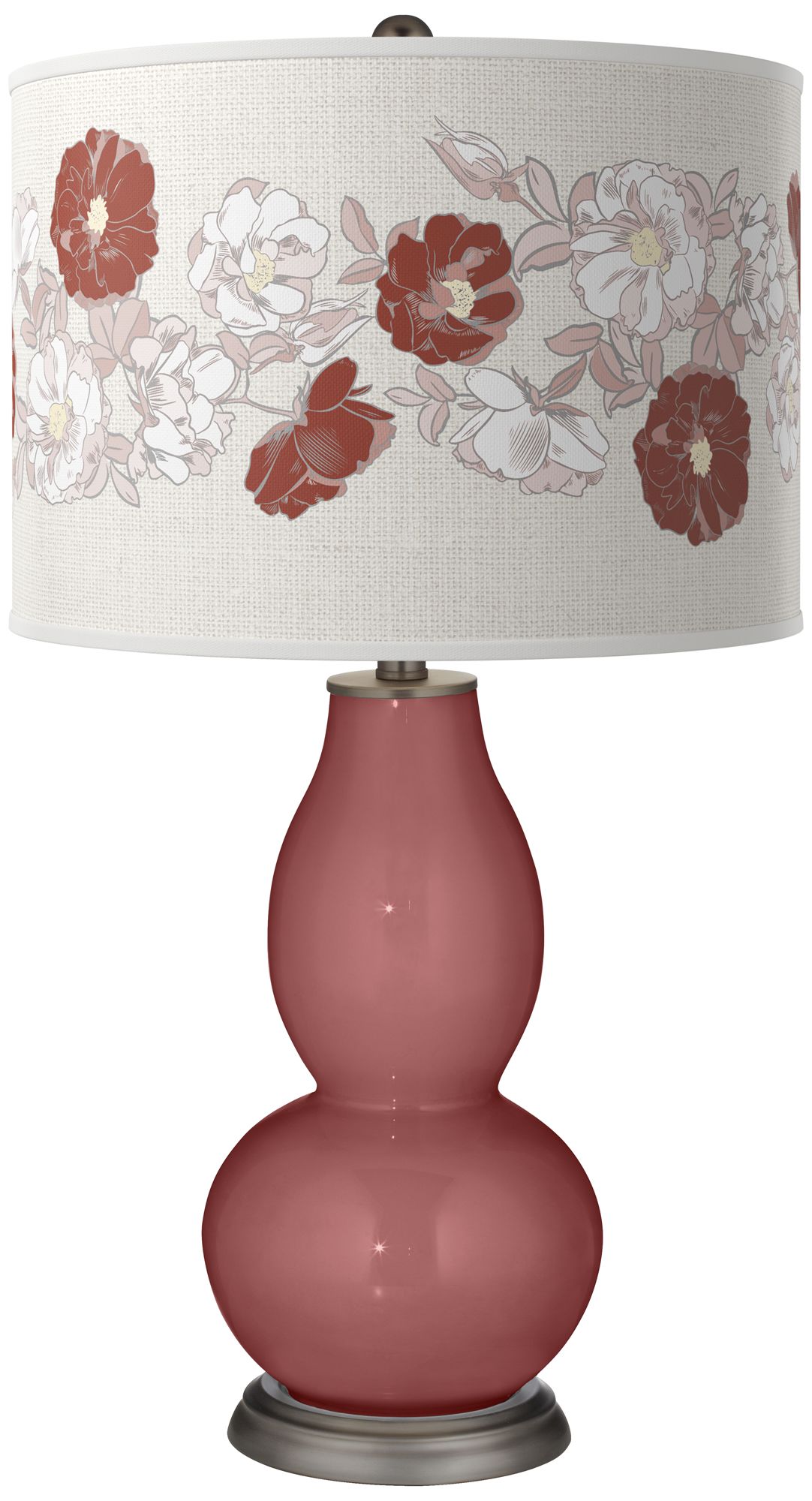 Image Color Plus Double Gourd 29 1/2" Rose Bouquet Toile Red Table Lamp