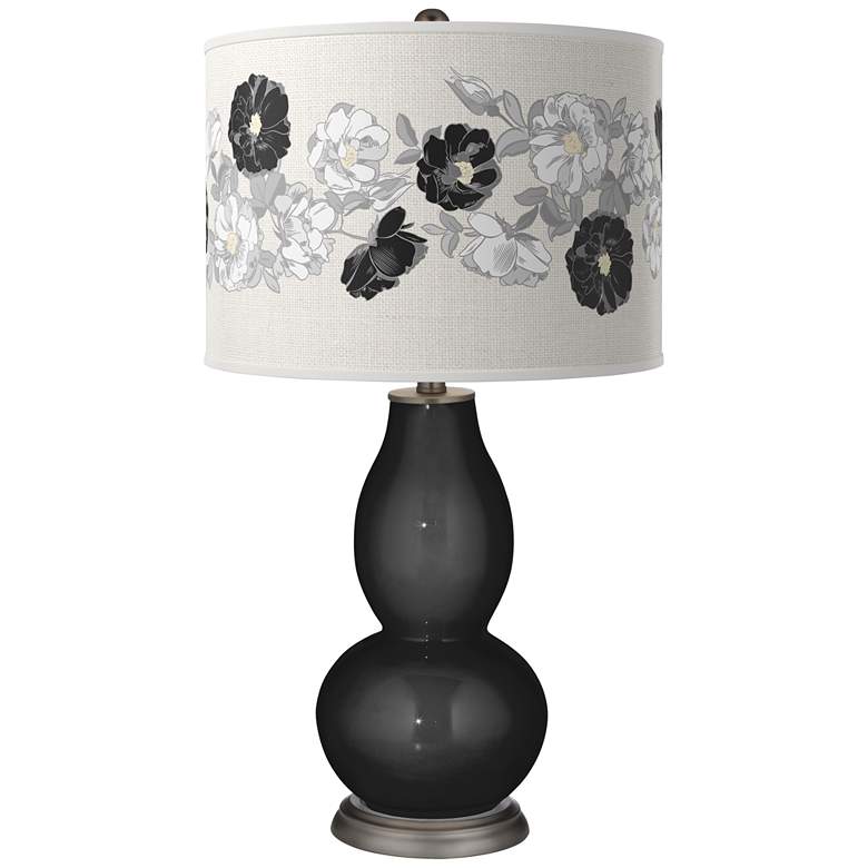 Image 1 Color Plus Double Gourd 29 1/2" Rose Bouquet Tricorn Black Table Lamp