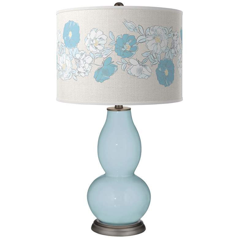 Image 1 Color Plus Double Gourd 29 1/2 inch Rose Bouquet Vast Sky Blue Table Lamp